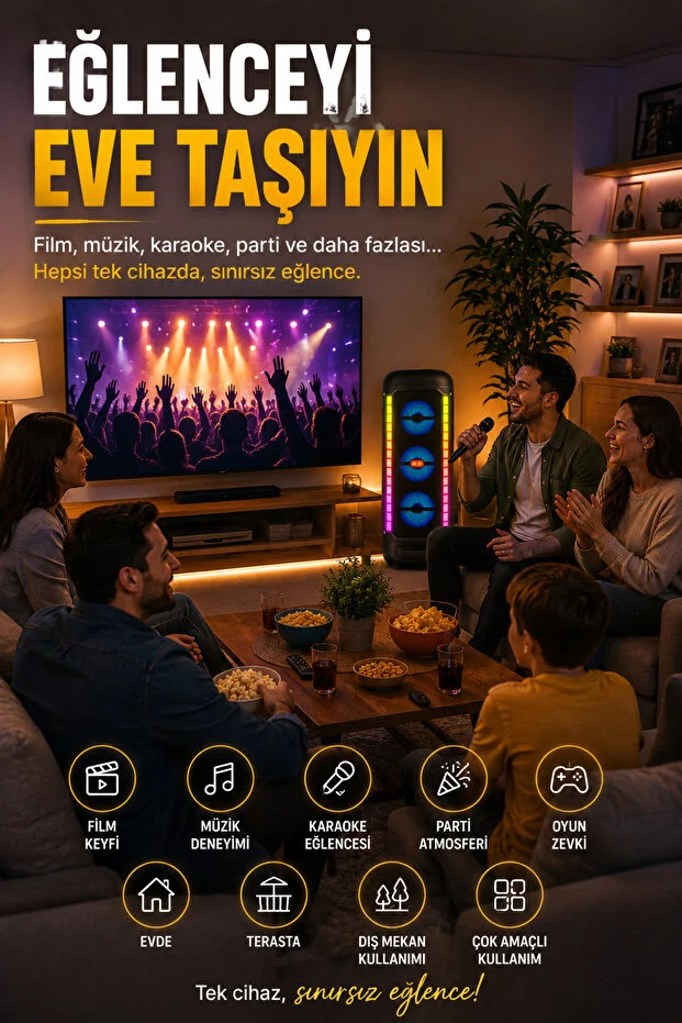 Bluetooth Hoparlör Parti Hoparlörü Karaoke Mikrofon Hediyeli Işıklı Ses Bombası Radyo Usb Sd Girişli Bluetooth Hoparlör Parti Hoparlörü Karaoke Mikrofon Hediyeli Işıklı Ses Bombası Radyo Usb Sd Girişli